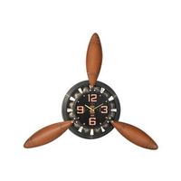 reloj pared metal 118x24x134 helice avion negro