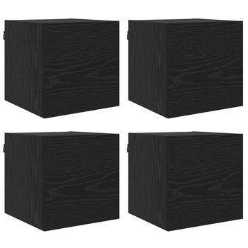 Mueble Para Tv Montado En La Pared 4 Uds. Roble Negro Vidaxl