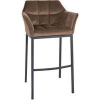 taburete de bar damaso de terciopelo con base de cuatro patas marron 48x64x110 cm clp