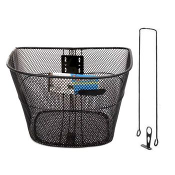 Maxia Market - Cesta Para Bicicleta Delantera Negro de Hierro con Soporte para fijar a bicicleta bici