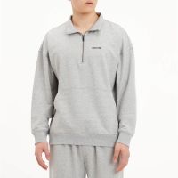 calvin klein cotton-blend half-zip sweatshirt - l