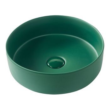 Lavabo Sobre Encimera De Cerámica Baño Redondo ⌀ 37 Cm Verde Mate Gudar