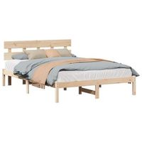 estructura de cama marron 140 x 200 cm madera maciza de pino vidaxl