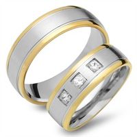 alianzas 14 quilates oro amarillo-blanco 3 diamantes