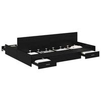 cama matrimonial  cama para adulto  cama con almacenamiento con cabecera roble negro 140 x 190 cm