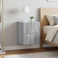 mesita de noche de pared - mueble de dormitorio - madera de ingenieria - gris sonoma 33x345x40cm