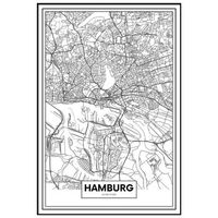 panorama cuadro enmarcado mapa ciudad hamburgo 70x100 cm