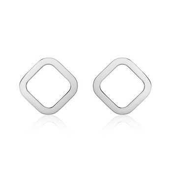 Pendientes cuadrados de oro blanco 14 quilates para mujer