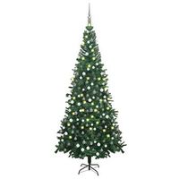 arbol de navidad artificial con luces y bolas verde 240 cm vidaxl