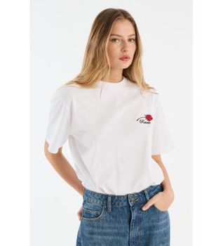 Rotate para mujer. 114722400 Camiseta Astra blanco (XS), Casual, Manga corta, Algodón Orgánico, Sostenible