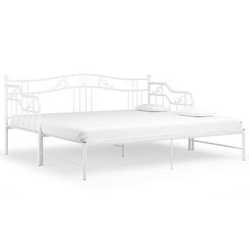 Estructura De Sofá Cama Extraíble De Metal Blanco 90x200 Cm