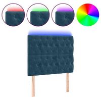 cabecero cama  panel de cabecera con luces led terciopelo azul oscuro 100x7x118128 cm