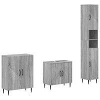 juego de armarios de bano de 3 piezas haarlem sonoma gris vidaxl
