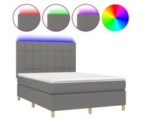 cama box spring colchon y luces led tela gris oscuro 140x200 cm bloques con cuadros