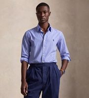polo ralph lauren para hombre 710b15595005 camisa de popelina con rayas custom fit azul l casual algodon manga larga
