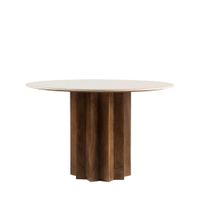 mesa comedor redonda 4 personas marmol y madera maciza - marfil blanco