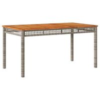 mesa de jardin  mesa de exterior ratan sintetico madera acacia gris 140x80x75 cm
