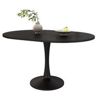 mesa de comedor extensible ovalada - 100140x100x75 cm - minimalista y moderna - negra