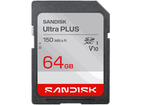 tarjeta sd - sandisk ultra plus 64 gb uhs-i video full hd v10 u1 c10 resistente al agua plata
