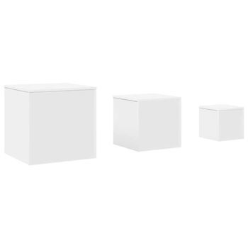 3 Uds Mesas Auxiliares | Mesita Auxiliar | Mesa De Café Madera De Ingeniería Blanco