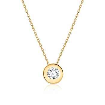 14 quilates cadena de oro para mujer con colgante de circonita
