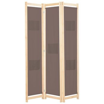 Biombo Divisor De 3 Paneles De Tela Marrón 120x170x4 Cm Vidaxl