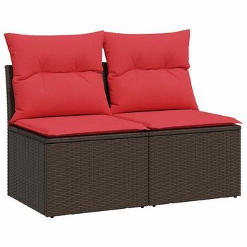 Set Sofás Jardín Y Cojines 2 Pzas Ratán Sintético Acacia Marrón Cfw319560