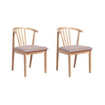 Conjunto De 2 Sillas De Comedor Elegante Asiento Tapizado Madera Marrón Claro/gris Pardo Craig
