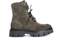 botin de mujer con cordones y accesorio de ante green 39