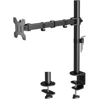 soporte de monitor con brazo articulado para pantallas de 13 a 32  ajuste de altura e inclinacion  rotacion 360  instalacion con abrazadera o pasacables  compatible con vesa  carga maxima 10