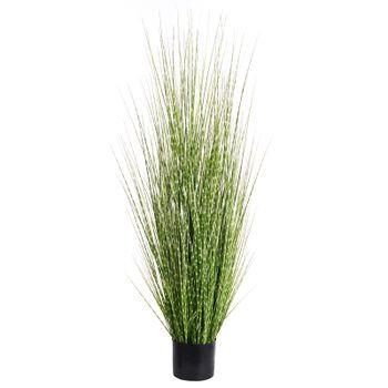 Planta Artificial En Maceta De Plástico Para Interior Decoración Con Maceta Negra Verde 120 Cm Zebra Grass