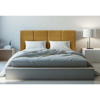 Cabecero Cama Granada Tapizado Tejido Antimanchas Largo 135x125 Cm Mostaza