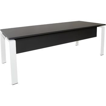 Mesa-escritorio Con Faldón. Estructura Metálica Abierta Blanco. 140x60 Cm. Gris. Ofilike