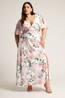 yours london vestido cruzado blanco y rosa de flores mujer curvy y tallas grandes yours london