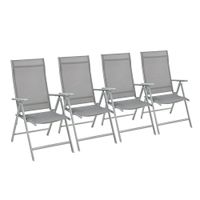 silla de jardin plegable resistente superficie de tela gris  reposabrazos gris  4