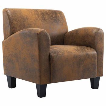 Sillón De Salón | Silla | Sillón De Cuero De Ante Artificial Marrón