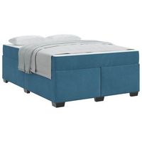 estructura de cama con colchon azul oscuro 140 x 200 cm