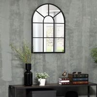 espejo decorativo de pared de metal vidrio homcom 50x2x70 cm-negro