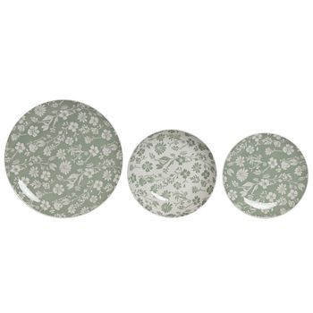 Vajilla Set 18 Porcelana 27x27x2 Floral Verde