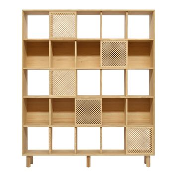 Estantería de madera maciza natural 5 puertas 160 cm Barnizado