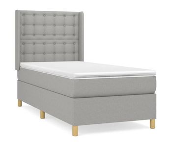 Cama box spring con colchón tela gris claro 100x200 cm botones