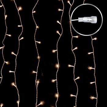 Cortina Led De Navidad De 8 Funciones Con Conector De 576luces Flash Cálidas De 300x240 Cm