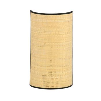 Aplique de pared estilo natural con forma cilíndrica de ratán