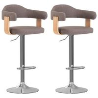 taburetes de bar 2 unidades gris taupe madera curvada y tela vidaxl