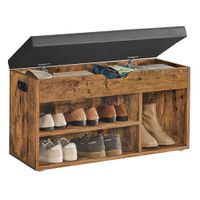 banco zapatero con asiento acolchado marron rustico