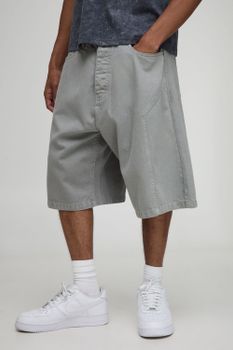 Pantalón Corto Vaquero Con Aplique De Tinte Gris, Gris