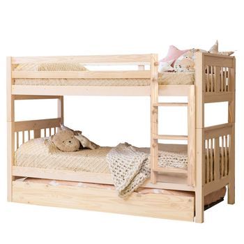 Litera + Cama De Arrastre Madera Blanco Lavado 90x190cm