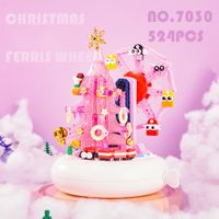 bloques de construccion de arboles festivos caja de musica giratoria con rueda gigante rosa estrella y copo de nieve tren de cuerda regalos para ninos y ninas