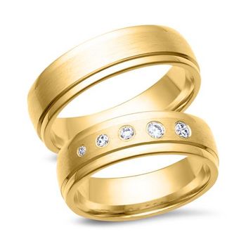 Alianzas 8 quilates oro amarillo 5 diamantes