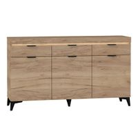 bufe 3 puertas 3 cajones con led paneles laminados madera